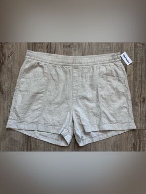 Linen blend neutral cream summer beachy beach Women’s Casual Shorts natural